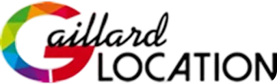 Logo "Gaillard Location", texte noir et rouge.